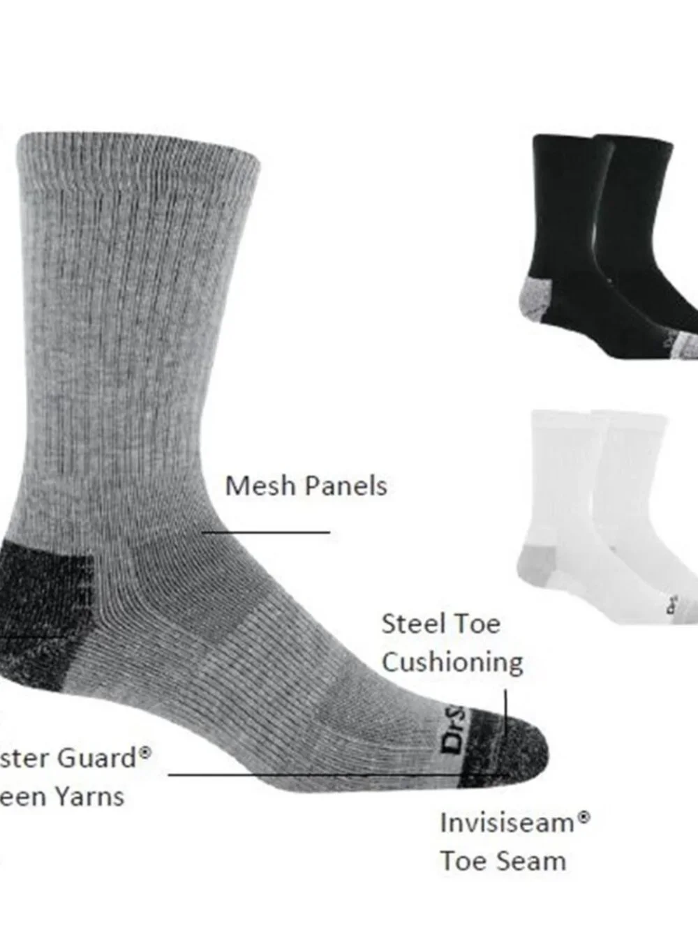Dr. Scholl's Men's Work Compression Crew Socks 2 Pair White 8-15mmHg